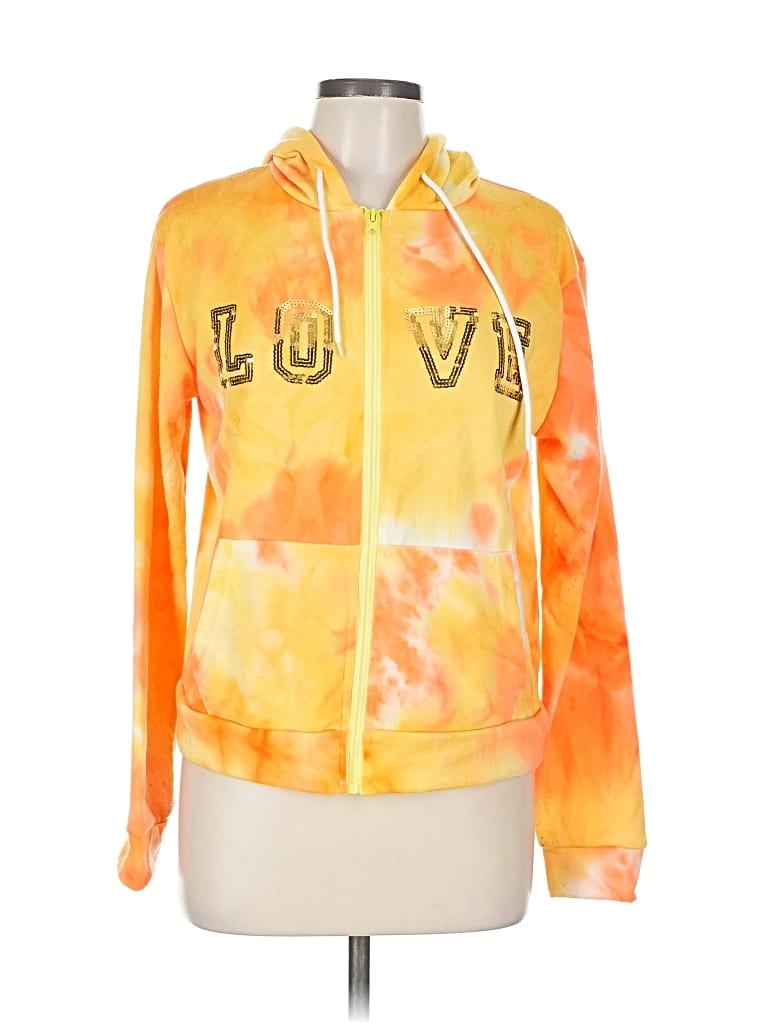 Pre-owned Unbranded Zip Up Hoodie In Orange