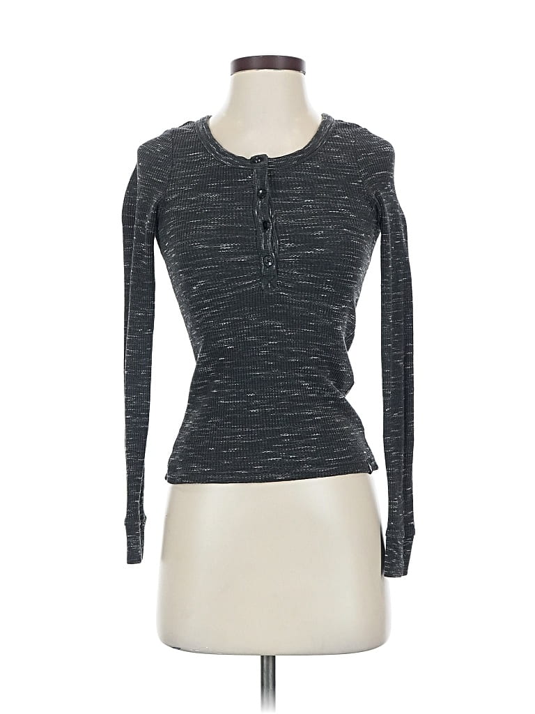 Pre-owned Volcom Long Sleeve Henley Shirt In Gray