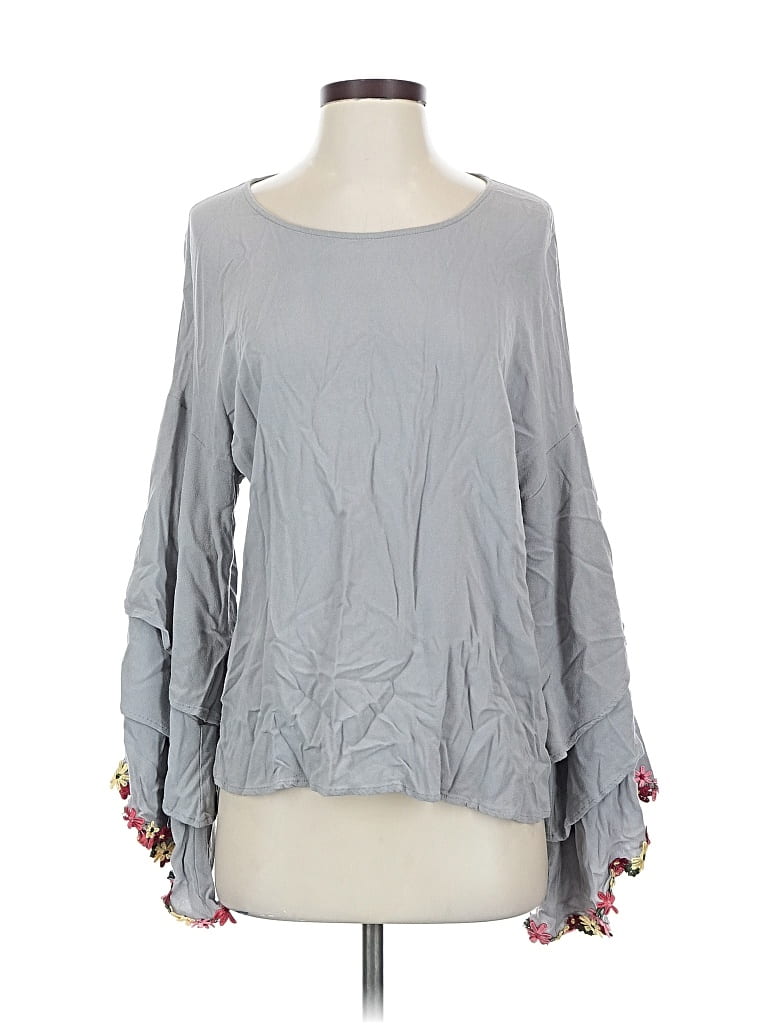 Pre-owned Umgee Long Sleeve Blouse In Gray