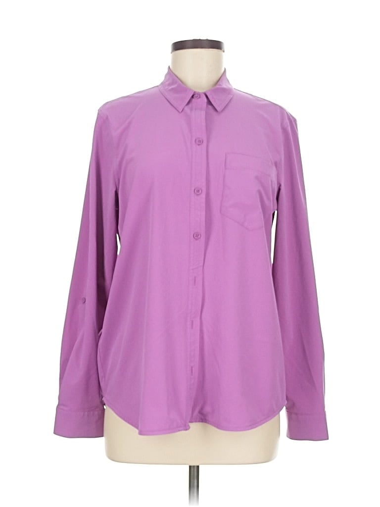 Pre-owned Eddie Bauer Long Sleeve Blouse In Purple