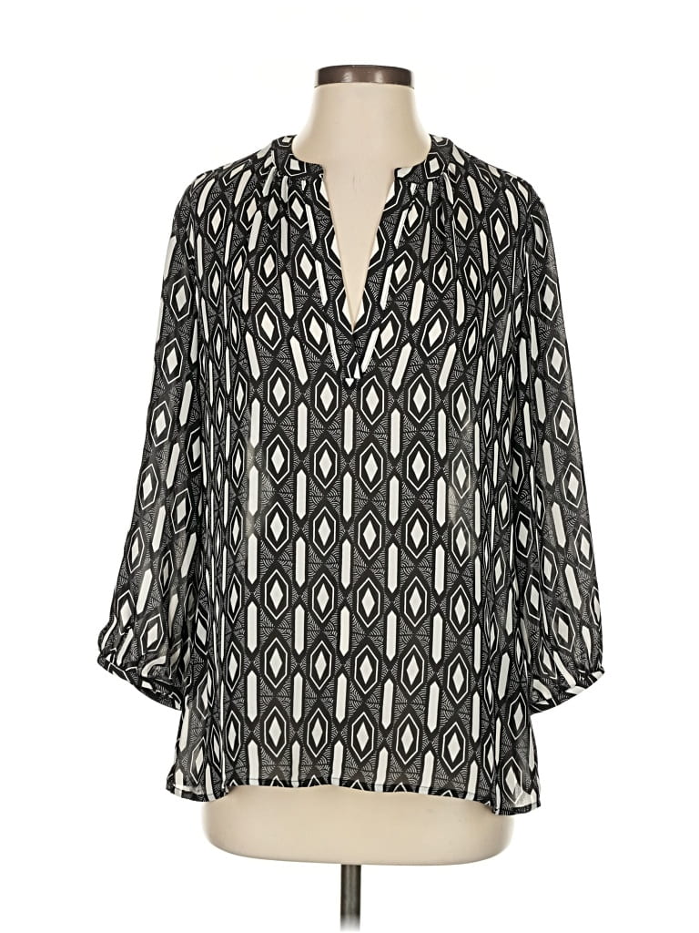 Pre-owned Banana Republic 3/4 Sleeve Blouse In Black