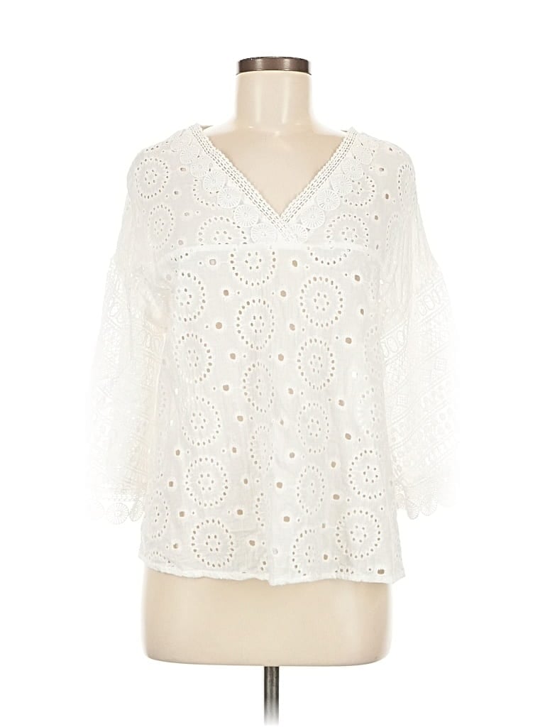 Pre-owned Emery Rose 3/4 Sleeve Blouse In White