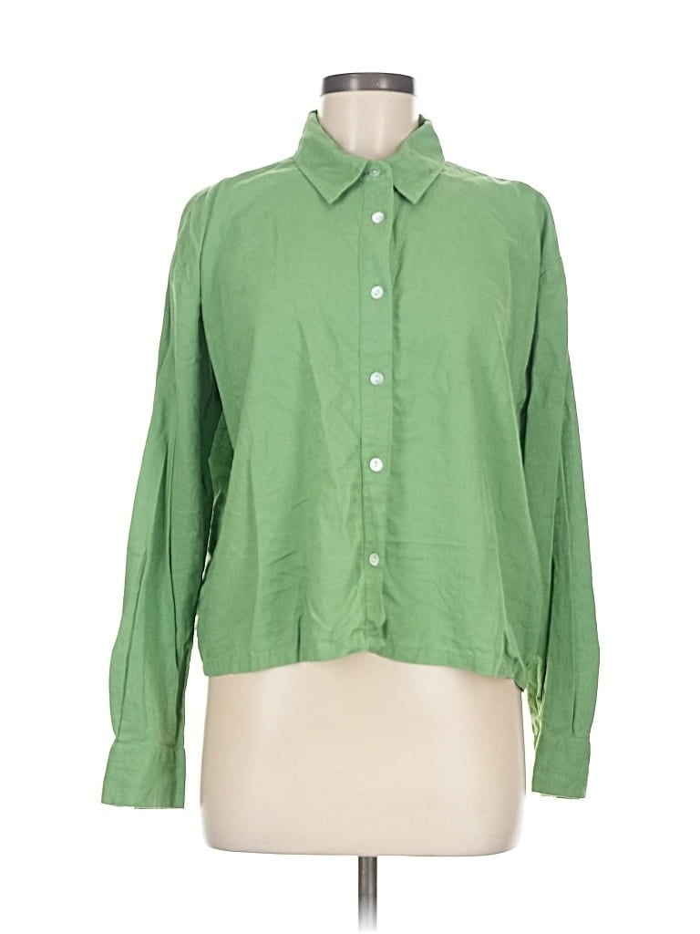 Pre-owned Ann Taylor Long Sleeve Button Down Shirt In Green