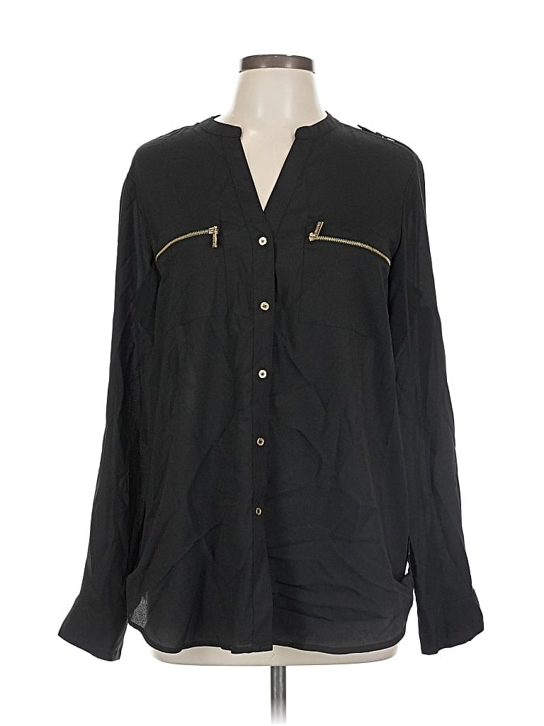 Pre-owned Calvin Klein Long Sleeve Blouse In Black
