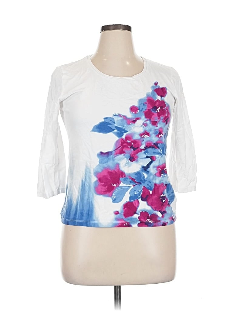 Pre-owned Jones New York Sport 3/4 Sleeve T-shirt In White