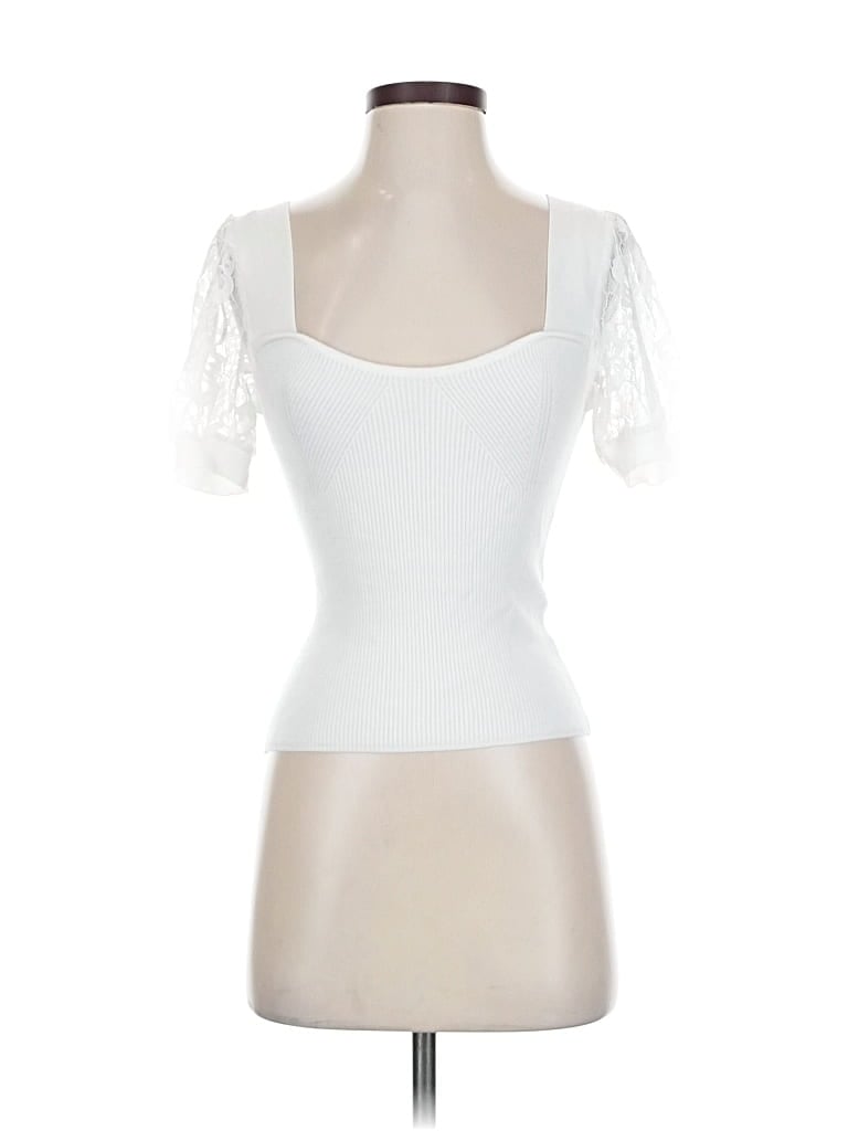 Pre-owned Lulus Short Sleeve Top White Sweetheart Neckline Tops