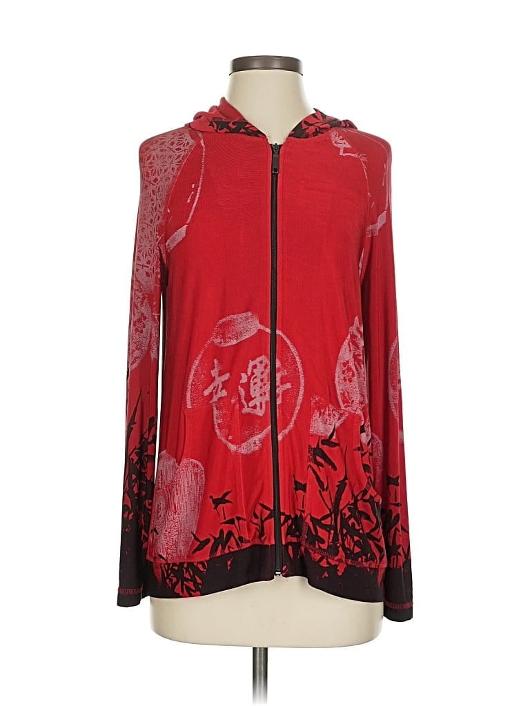 Pre-owned Travelers By Chico's Zip Up Hoodie In Red