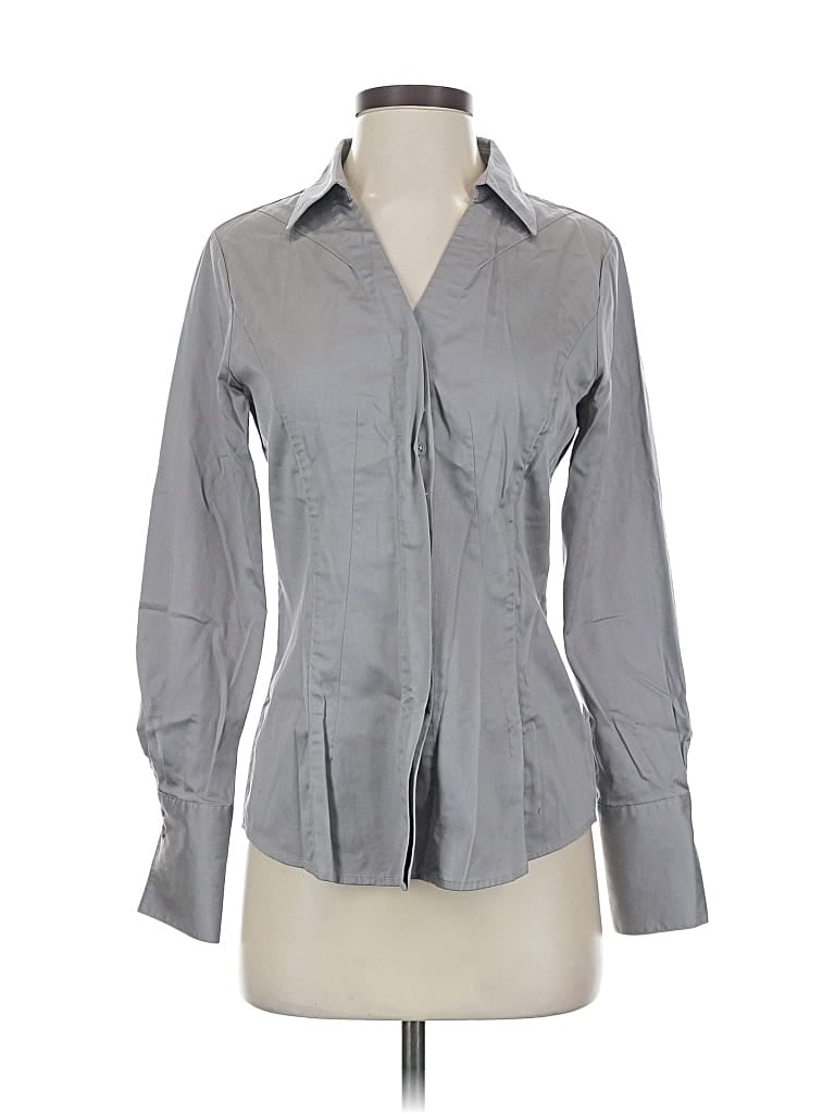 Pre-owned Antonio Melani Long Sleeve Blouse In Gray