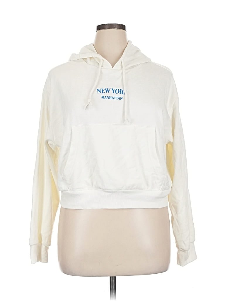 Pre-owned Forever 21 Pullover Hoodie In White
