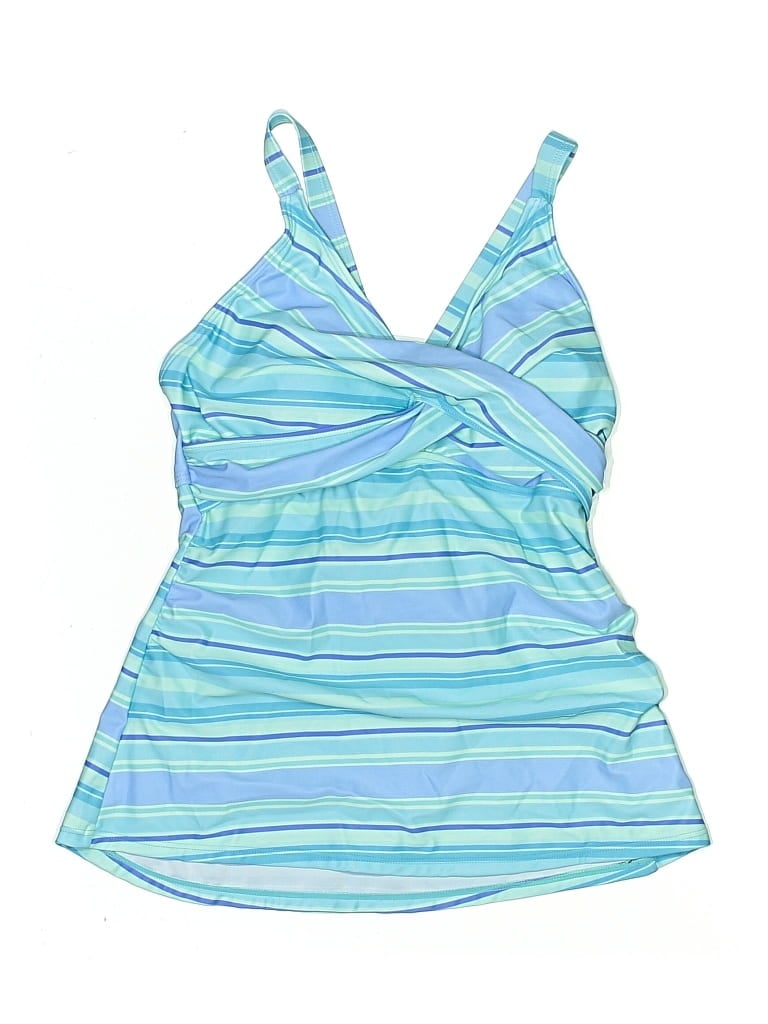 UNBRANDED Pre-owned Swimsuit Top Blue Stripes Pattern Swimwear