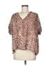 Karlie Animal Print Brown Tan Short Sleeve Blouse Size M - photo 1