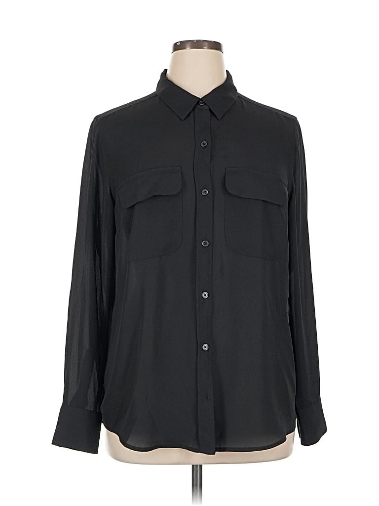 Pre-owned Inc International Concepts Long Sleeve Blouse In Black