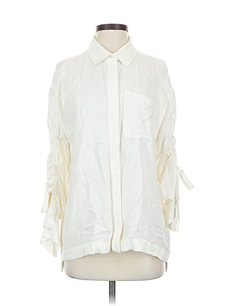 Pre-owned Dkny 3/4 Sleeve Blouse In White