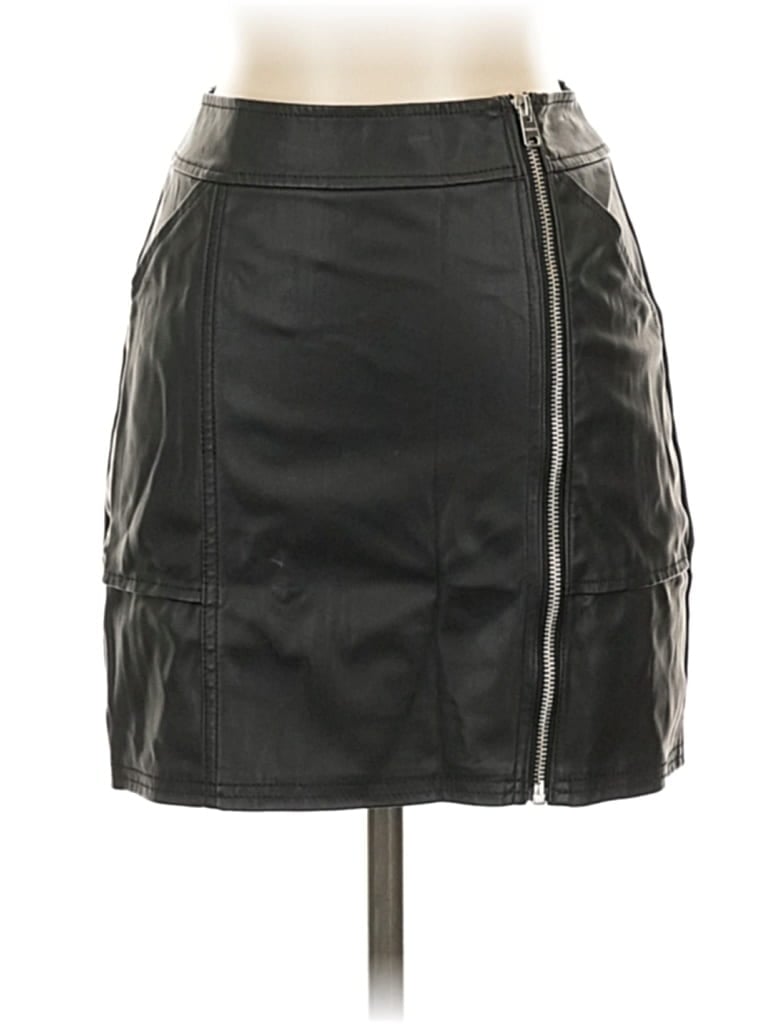 Pre-owned Express Outlet Faux Leather Skirt In Black