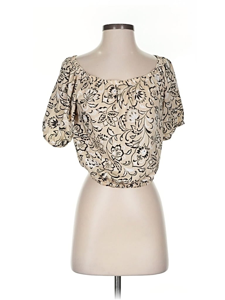 Ann Taylor Short Sleeve Blouse In Gold