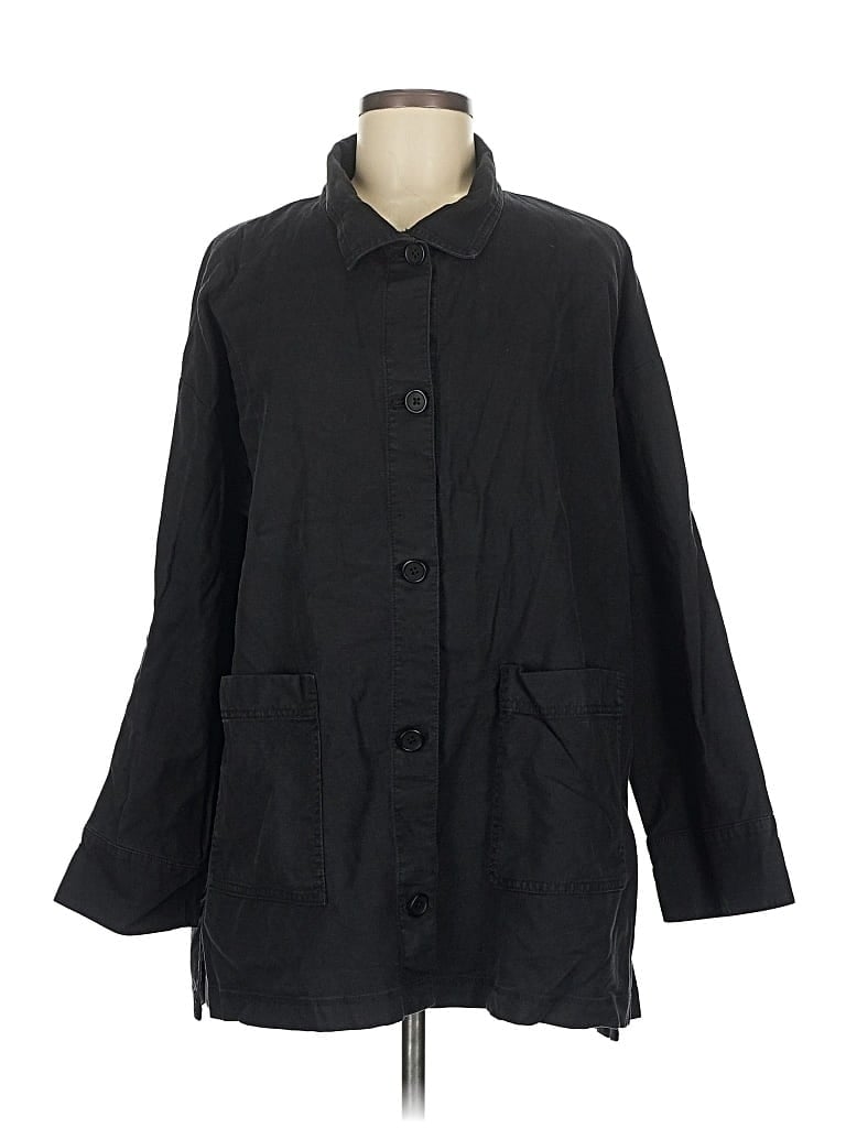 Pre-owned Eileen Fisher Coat In Black