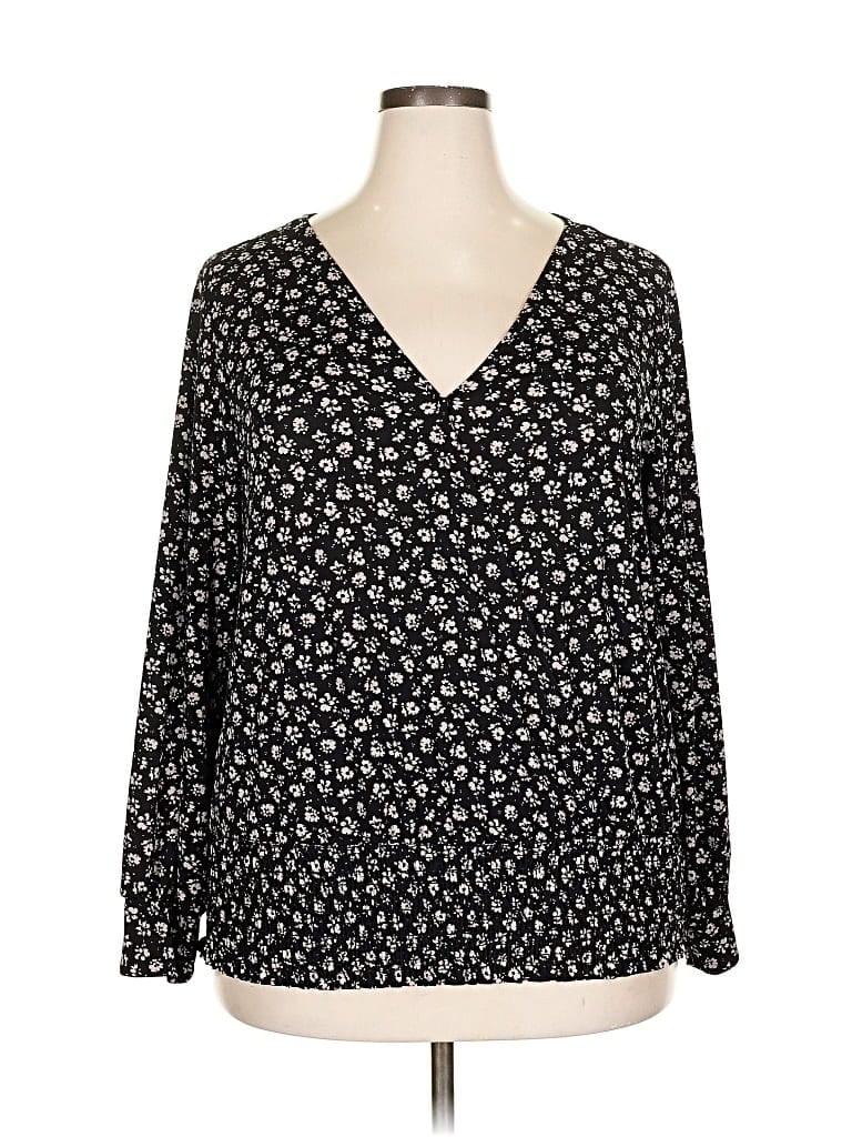 Pre-owned Kaileigh Long Sleeve Blouse In Black