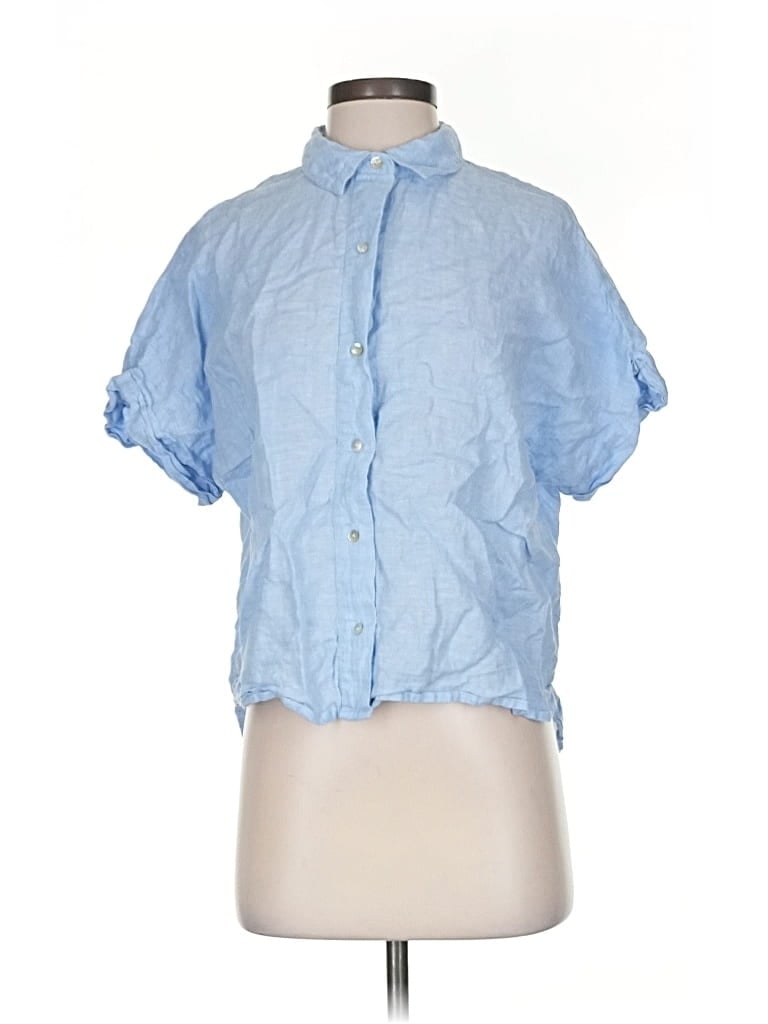 Pre-owned Rachel Rachel Roy Short Sleeve Blouse In Blue