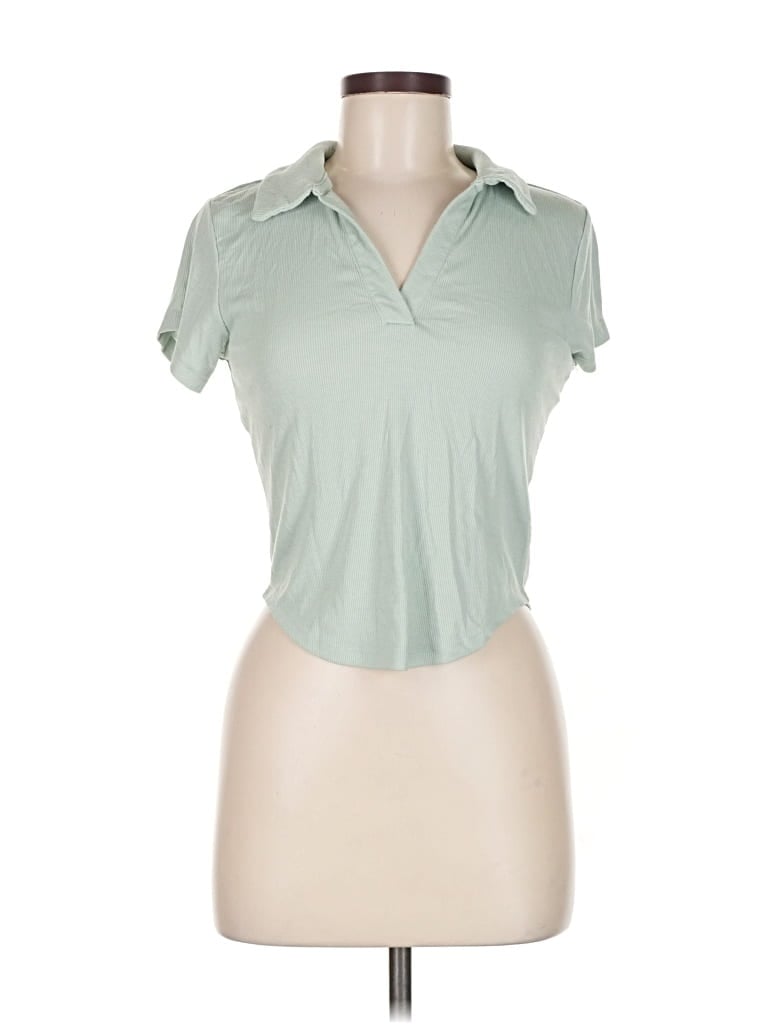 Pre-owned Active By Old Navy Short Sleeve Top Green Collared Neckline Tops