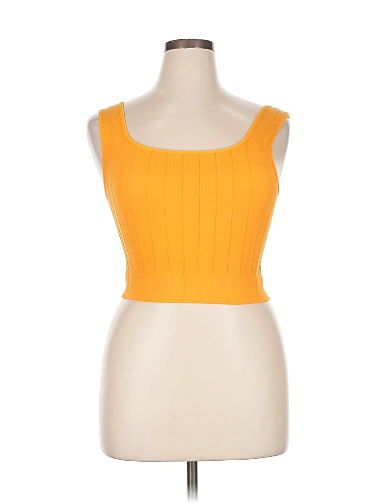 Pre-owned H&m Sport Sleeveless Top Yellow Square Neckline Tops