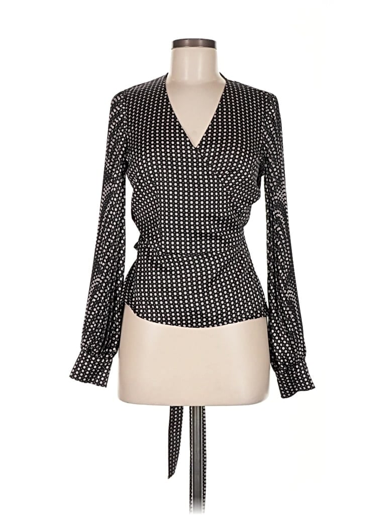 Pre-owned Intermix Long Sleeve Blouse In Black