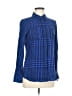 Foxcroft 100% Rayon Houndstooth Blue Long Sleeve Blouse Size 6 - photo 1