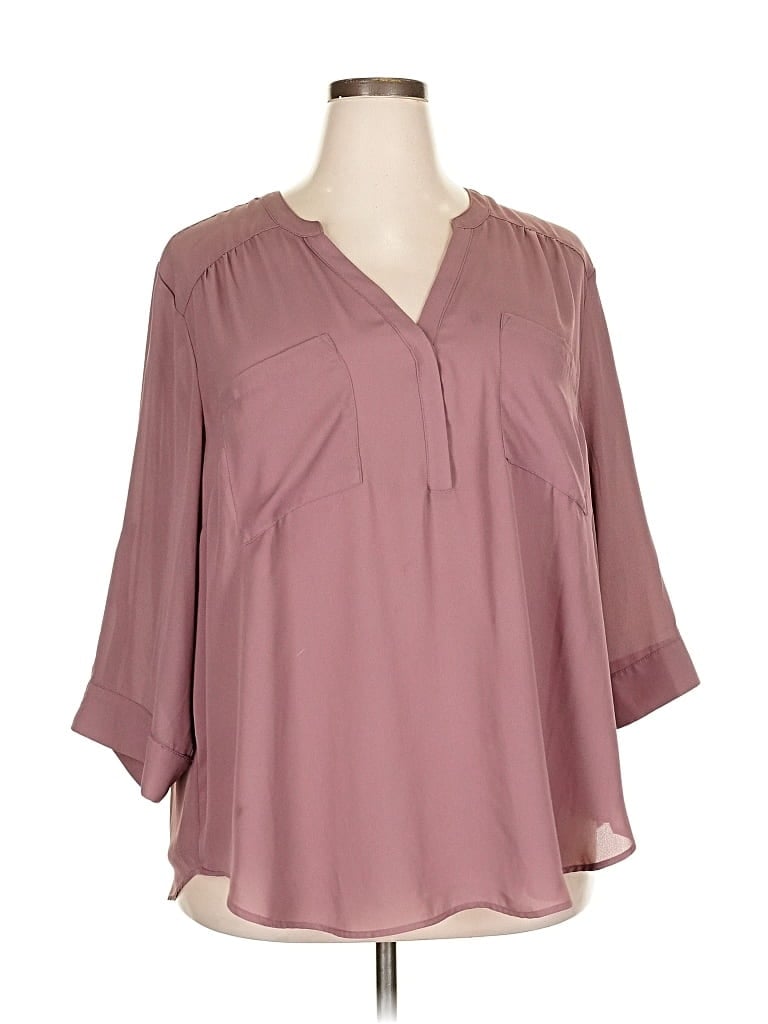Pre-owned Torrid 3/4 Sleeve Blouse In Burgundy