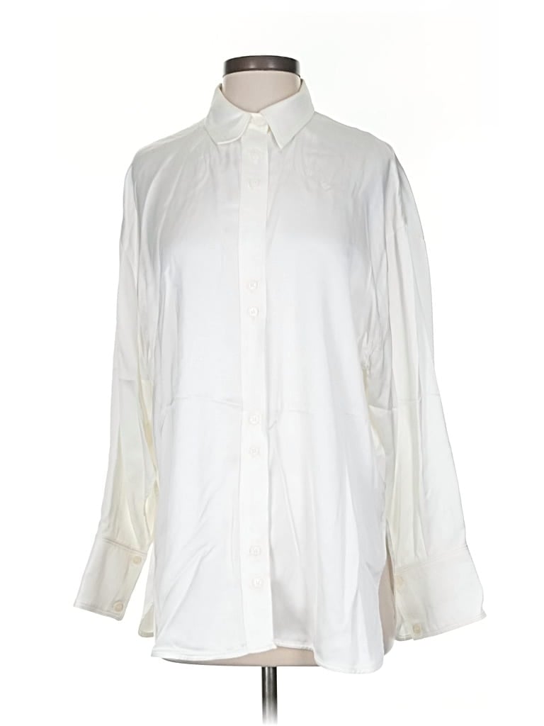 Pre-owned Zara Long Sleeve Button Down Shirt In White
