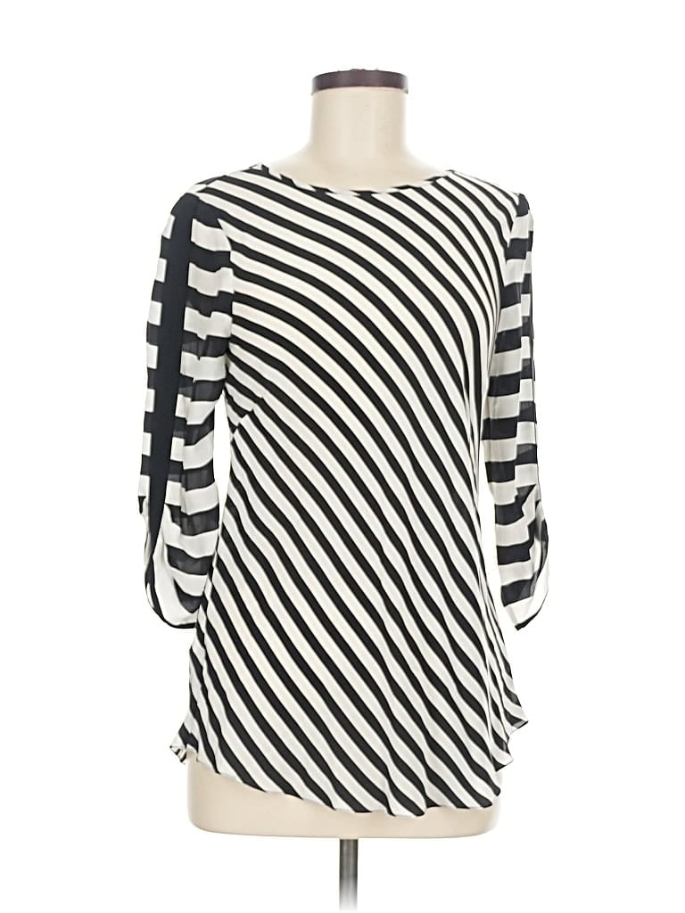 Pre-owned Bcbgmaxazria Long Sleeve Silk Top Black Square Neckline Tops