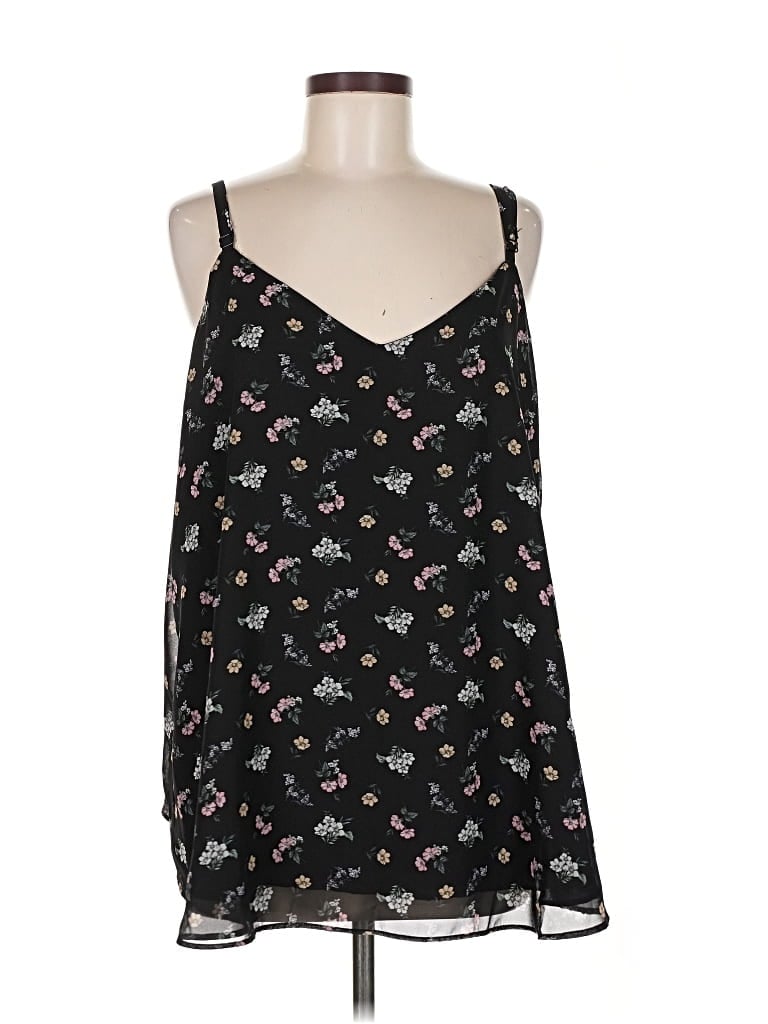 Pre-owned Torrid Sleeveless Top Black Floral Pattern Sweetheart Neckline Tops