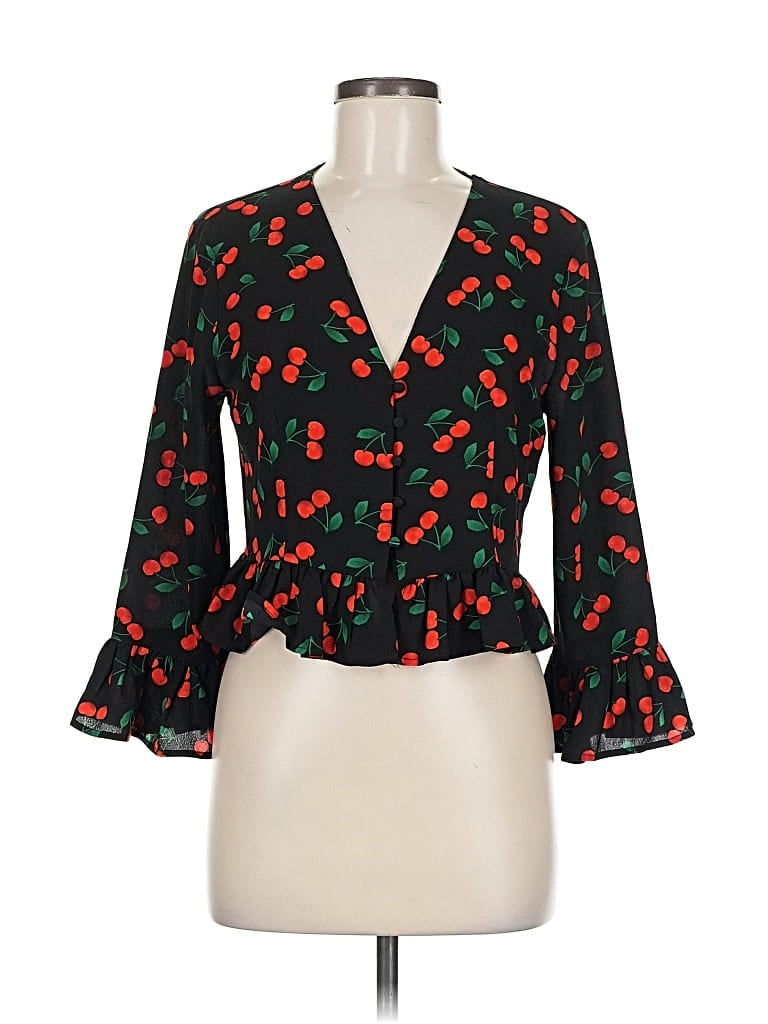 Pre-owned Romeo & Juliet Couture 3/4 Sleeve Blouse In Black