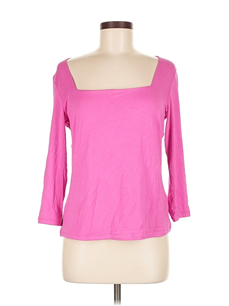 Pre-owned Boston Proper 3/4 Sleeve Top Pink Square Neckline Tops