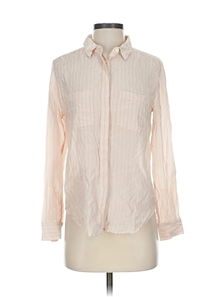 Pre-owned Ann Taylor Long Sleeve Button Down Shirt In White