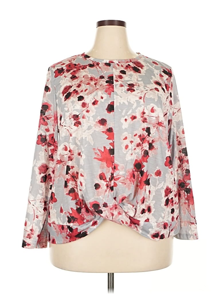 Pre-owned Cj Banks Long Sleeve Blouse In Silver