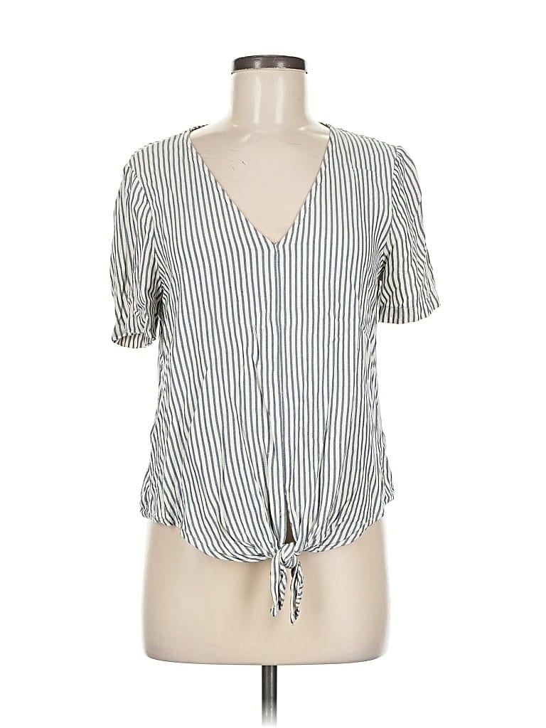 Pre-owned Madewell Short Sleeve Blouse In Silver