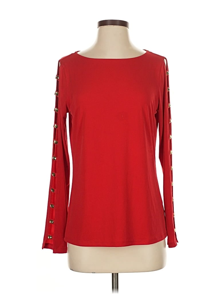 Pre-owned Michael Michael Kors Long Sleeve Top Red Boatneck Tops