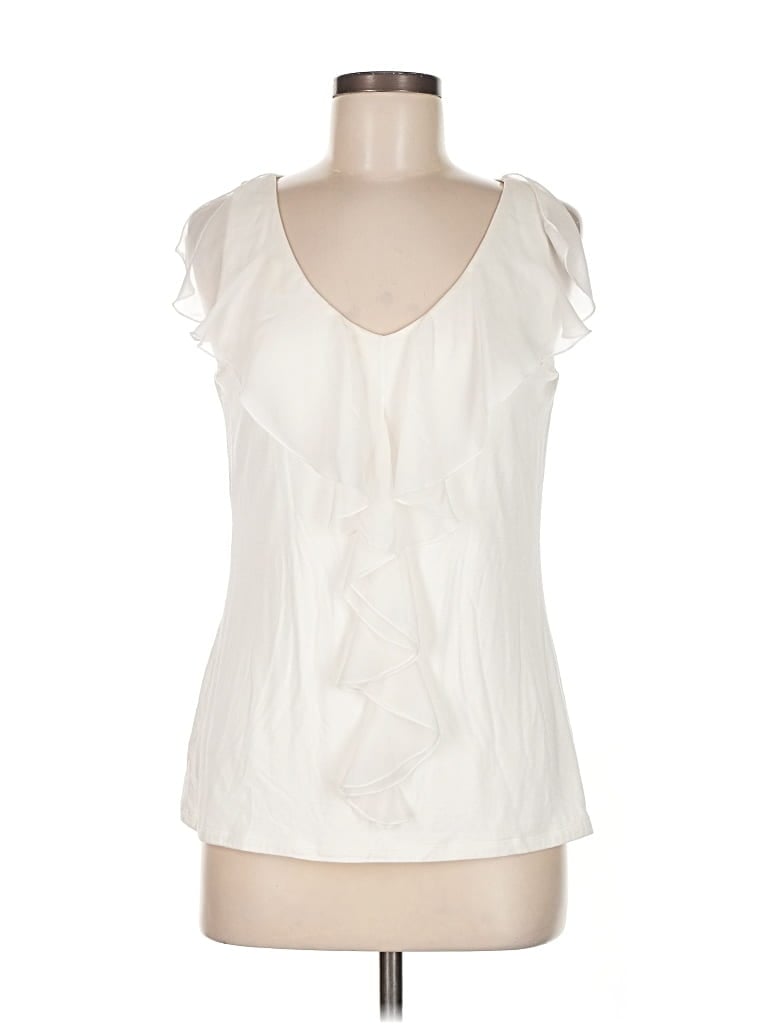 Pre-owned Caché Sleeveless Blouse In White
