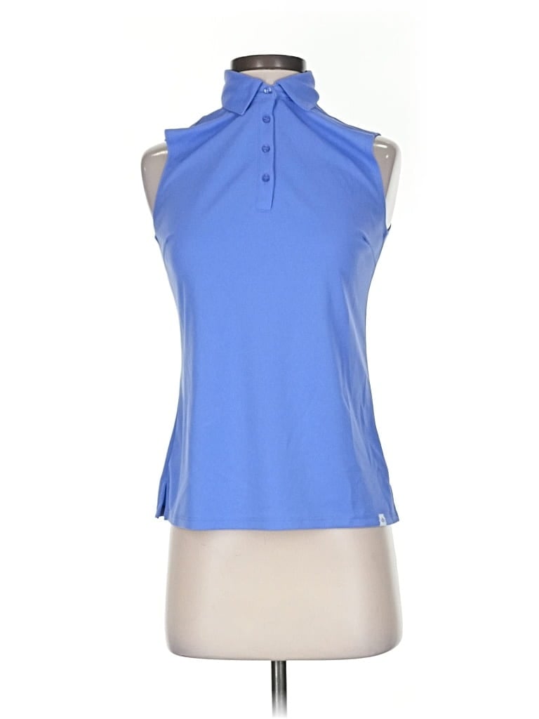 Click to view more detailed imagery on our partner's website Pre-owned Lady Hagen Tank Top Blue Halter Neckline Tops