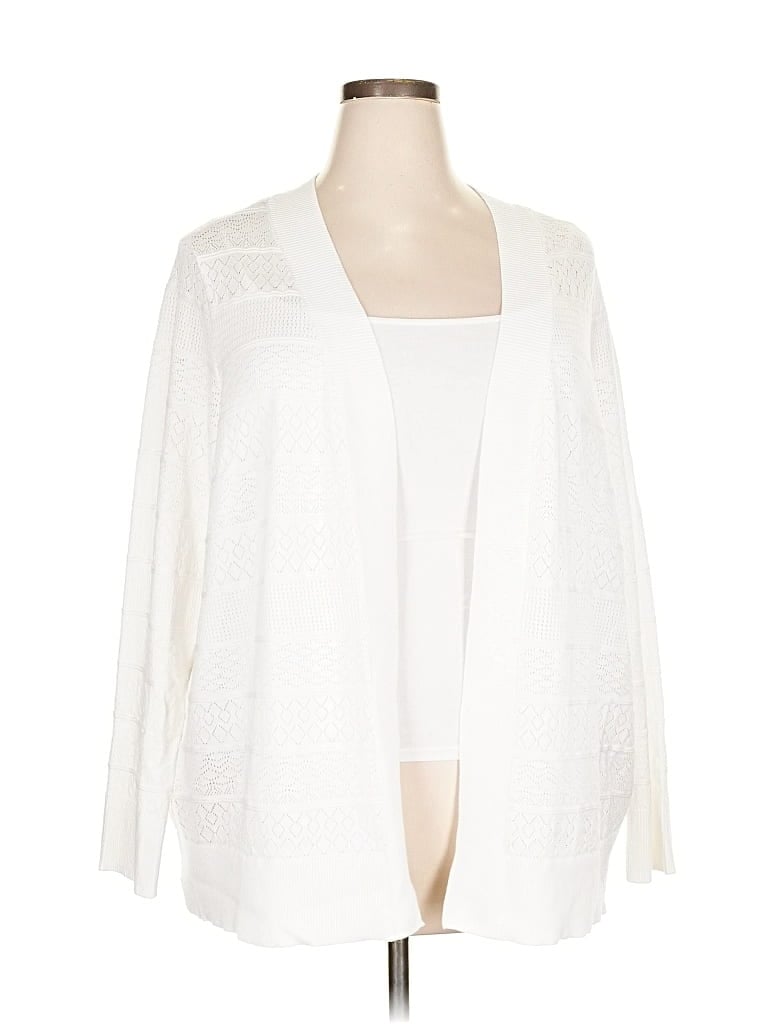Pre-owned Karen Scott Cardigan Sweater In White