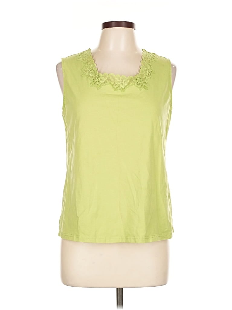 Pre-owned Coldwater Creek Sleeveless Top Green Scoop Neck Tops