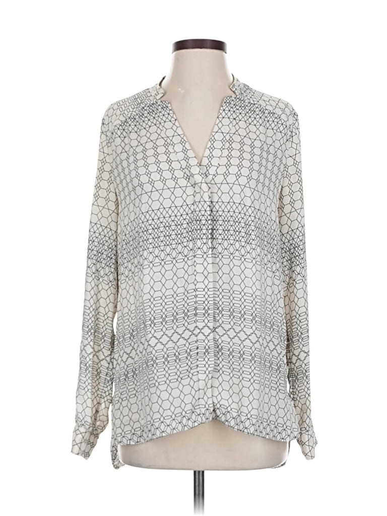 Pre-owned Banana Republic Long Sleeve Blouse In Silver