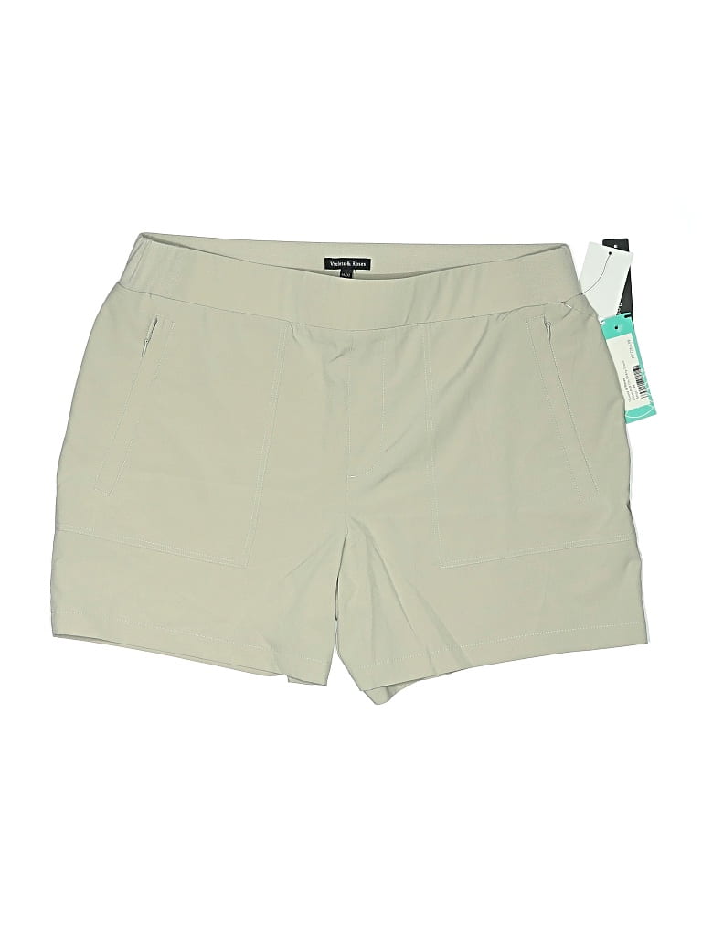 Violets & Roses Khaki Shorts In Green