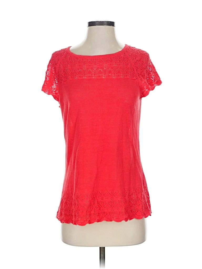 Pre-owned Doncaster Collection Short Sleeve Top Red Scoop Neck Tops