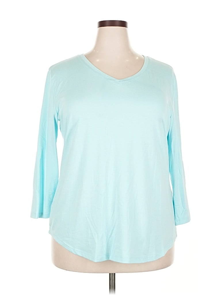 Pre-owned Unbranded 3/4 Sleeve T-shirt In Blue