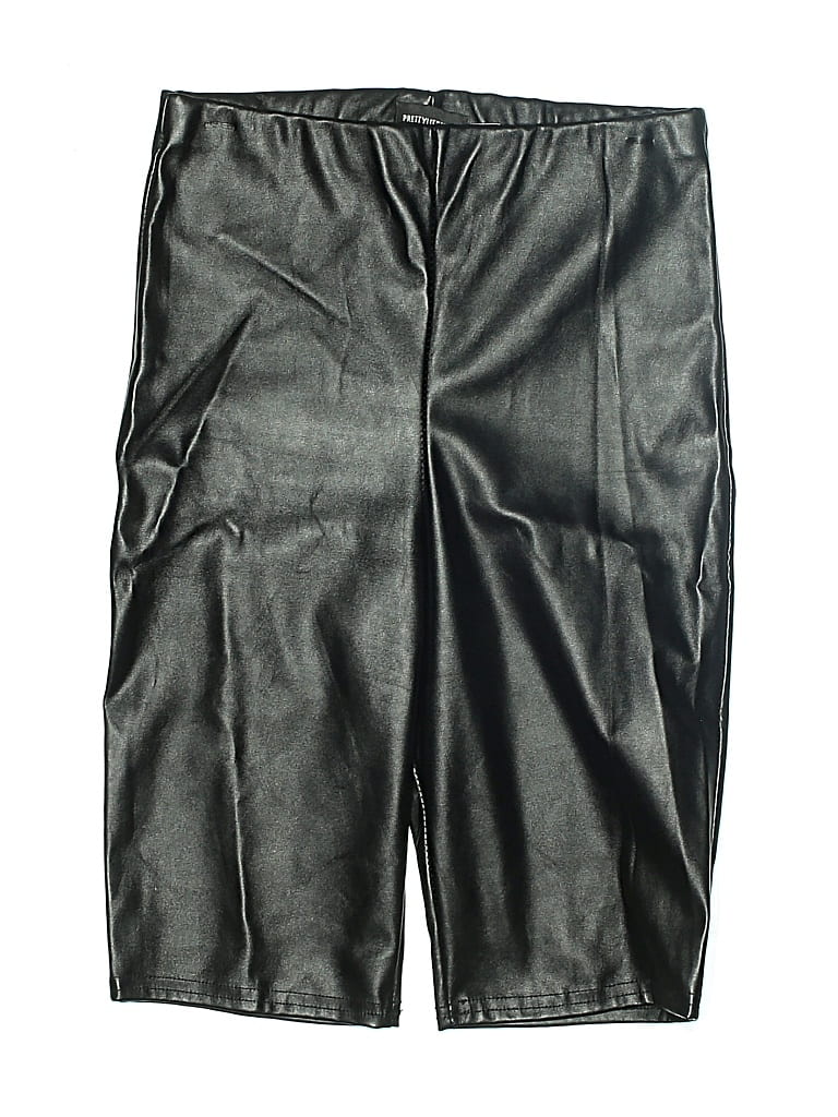 Pre-owned Prettylittlething Faux Leather Shorts In Black