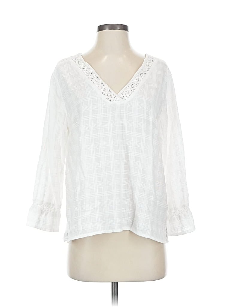 Pre-owned Sigrid Olsen 3/4 Sleeve Blouse In White