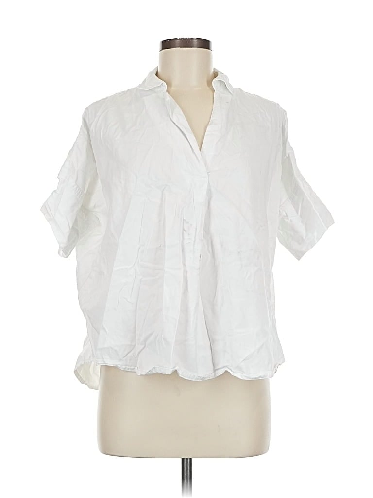 Pre-owned Madewell Short Sleeve Blouse In White