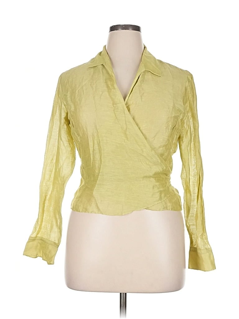 Pre-owned Ann Taylor Long Sleeve Blouse In Yellow
