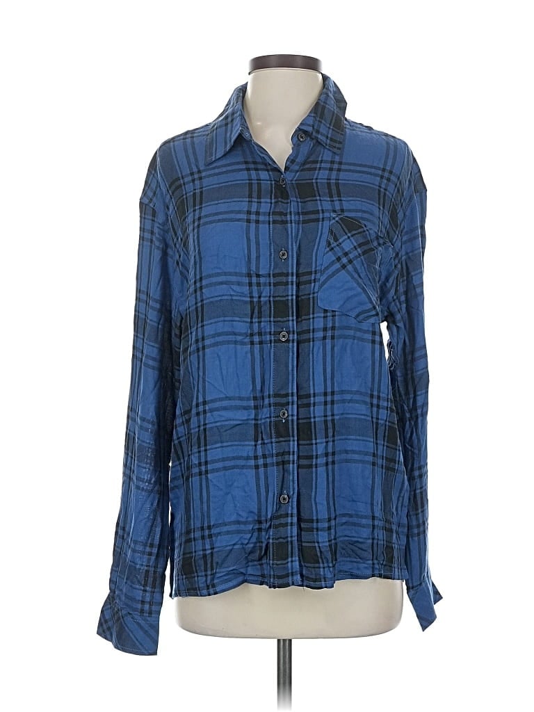 Weworewhat Long Sleeve Button Down Shirt In Blue
