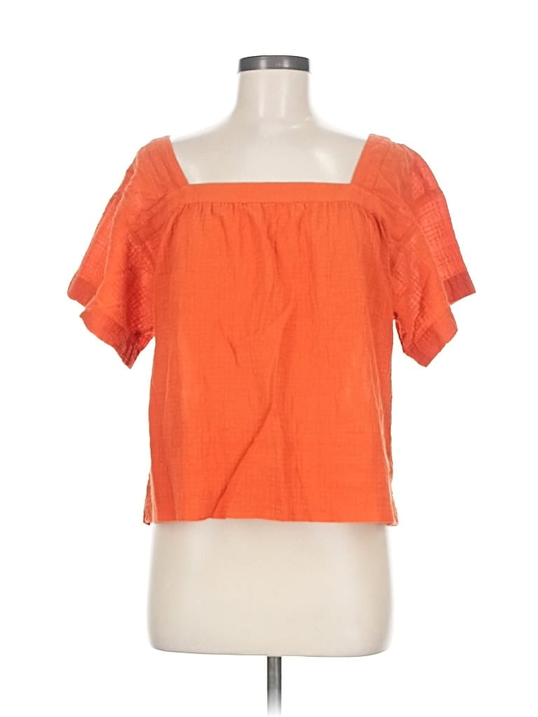 Pre-owned Madewell Short Sleeve Blouse In Orange
